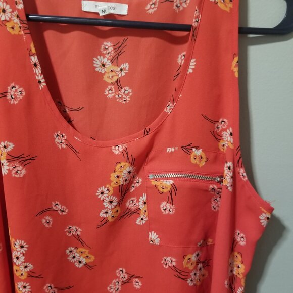 Maurices Tank Top Women's Medium Orange Floral Blouse - Picture 9 of 9